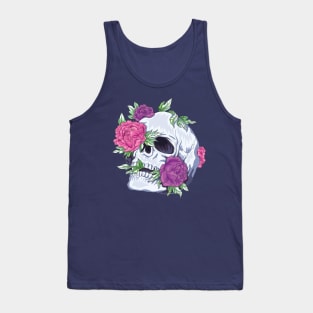 Skull and Peonies Sugar Tattoo Style Tank Top